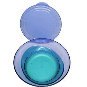 Tupperware Sheerly Elegant Illusions Blue Green Serving Bowl 3.2L With Lid